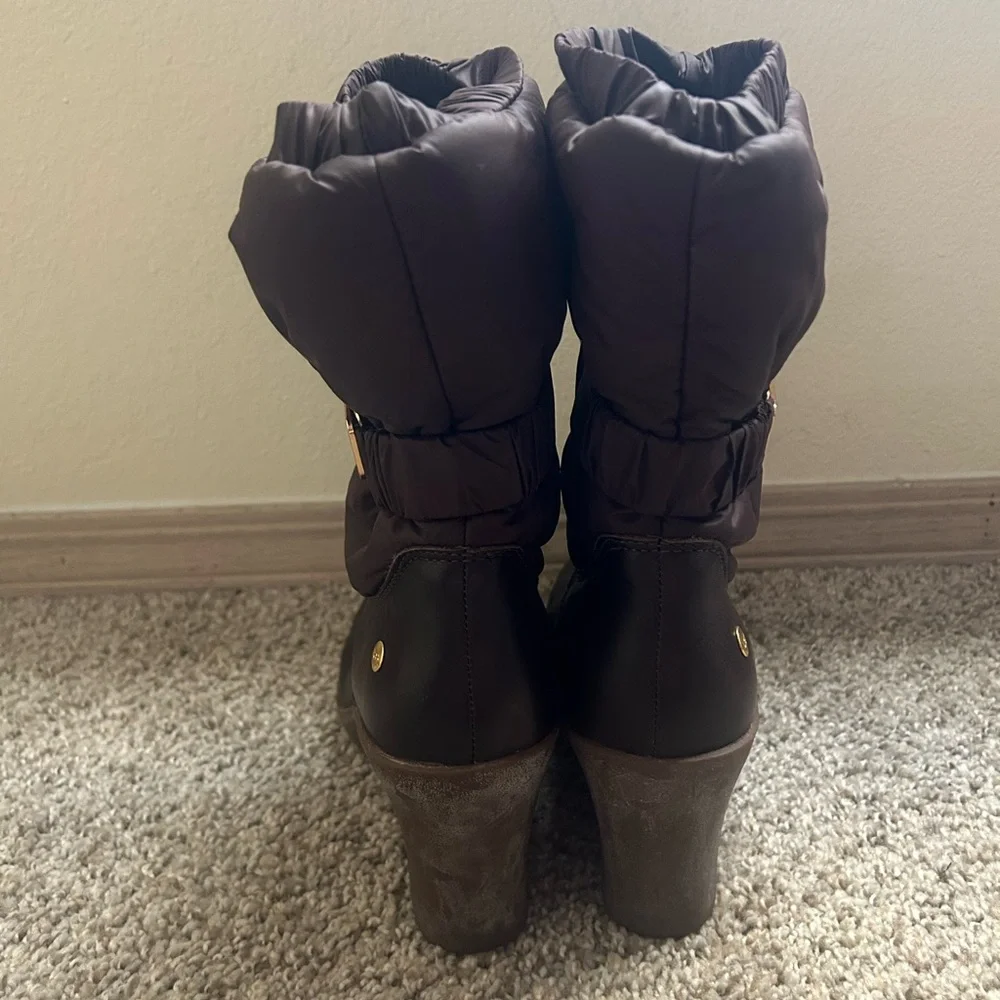 UGG Australia Cassidy Leather Puffy Brown Wedge Winter Boots Women's Size 9 Rain